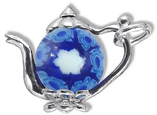 Teapot  with Blue Millefiori Bead.