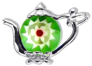 Teapot with Green Millefiori Bead