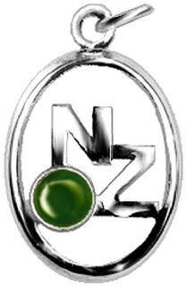 NZ & Nephrite Jade Oval Charm