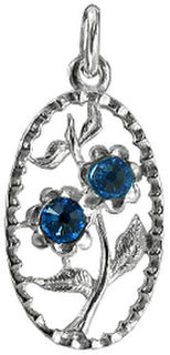 Blue Floral Charm or Pendant
