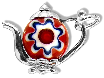 Teapot with Red Millefiori Bead