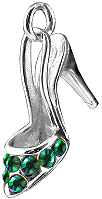 Stiletto Shoe with  Green Crystals