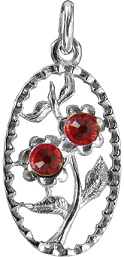 Floral Red Charm or pendant